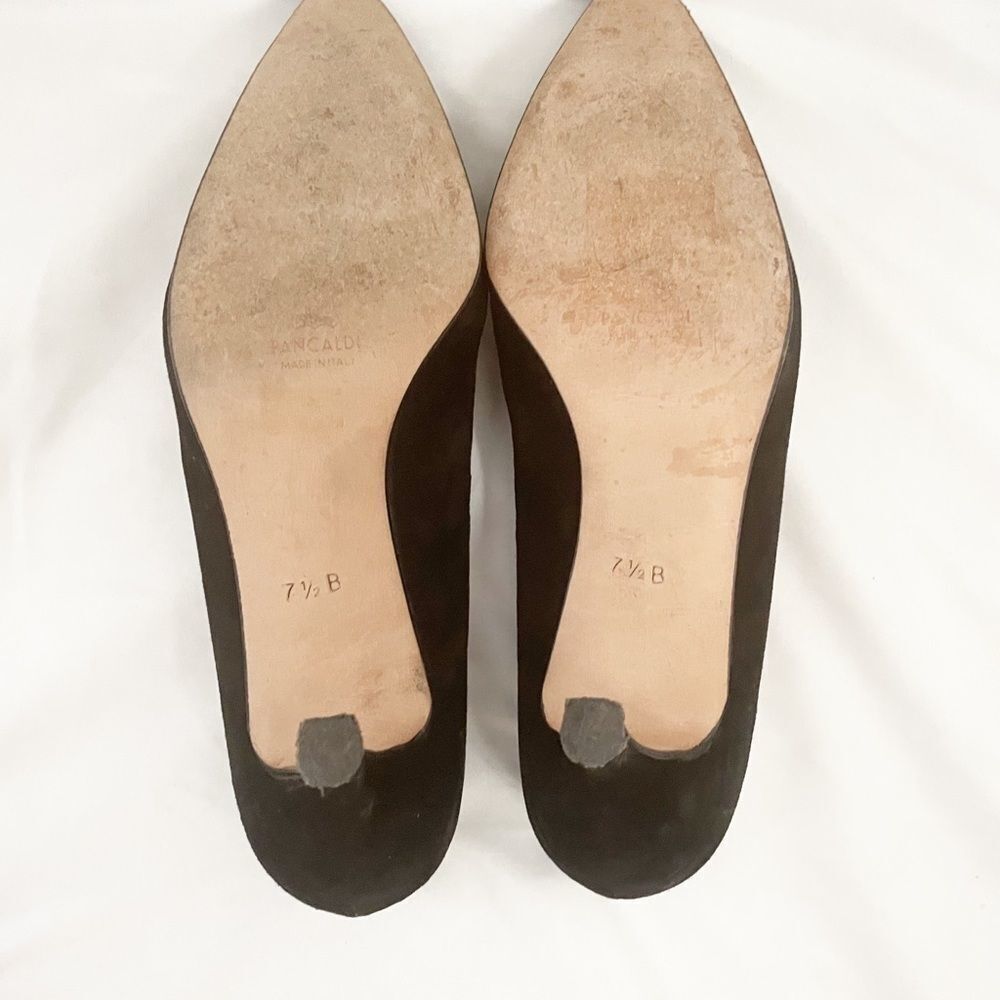 Pancaldi Black Suede Embroidered Heels 7.5” - Picture 8 of 9